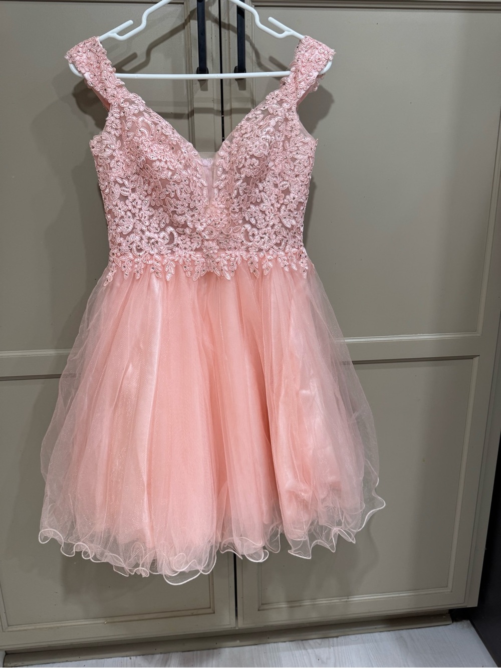May Queen Blush Pink Lace & Tulle Short Party Dress